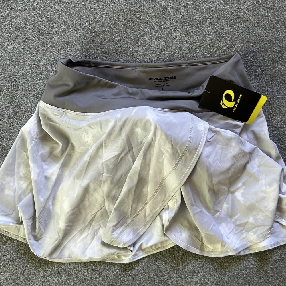 Pearl Izumi Skirt Womens Large Gray White Cycling Skort Padded Chamois‎ Liner